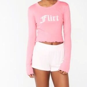 Wildfox ren flirt longsleeves cropped top